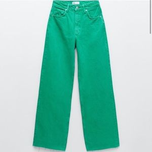 ZARA Green Wide Leg Pants